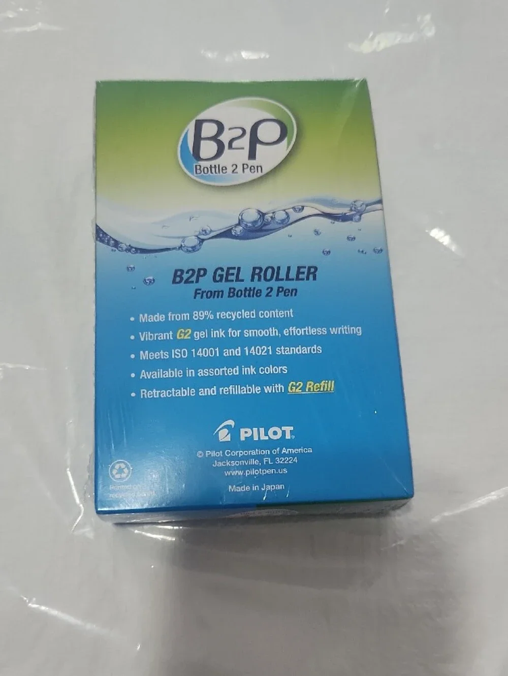 Bottle to Pen B2P Retractable Gel Roller Blue ink & Barrel Pilot fine .7m school